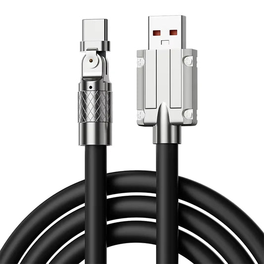 USB A to Type C 180 Degree Rotation Charge Data Cable 120W Super Fast Charge Cord High Speed Data Transfer Wire for Iphone Samsung